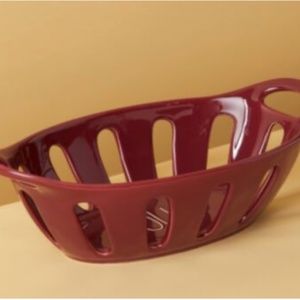 RAE DUNN 7x13 Ceramic Rolls Bread Basket With Handles